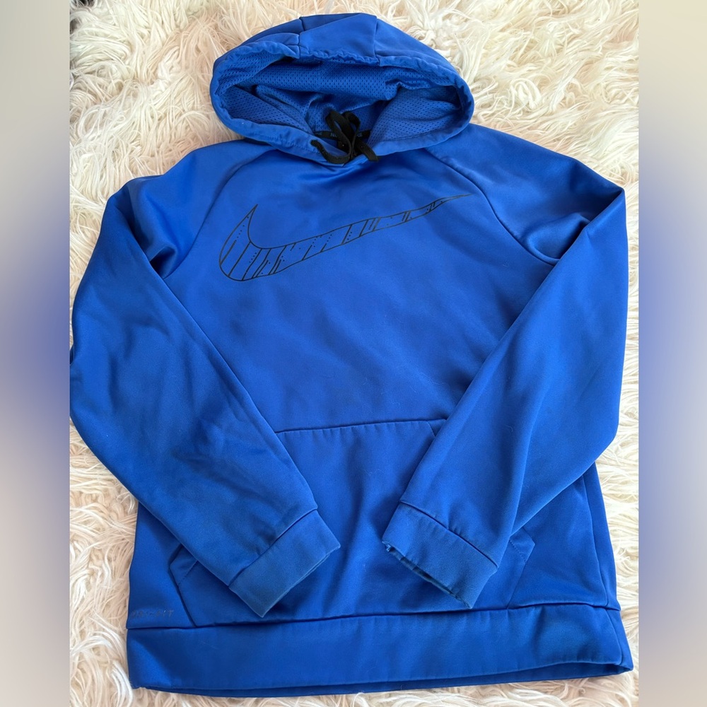 Nike Dri-FIT Hoodie Blue Pullover Swoosh Mens Small